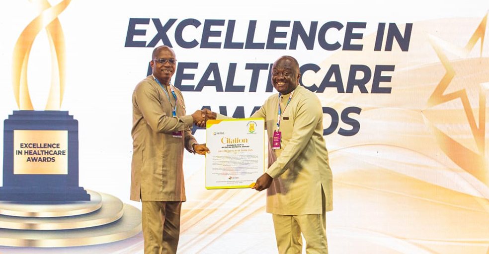 Dr. Edward Kofi Sutherland (right) receives recognition for his outstanding contributions at the prestigious China–West Africa Health Summit 2025.